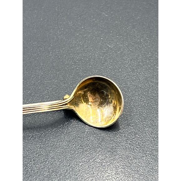 Gorham Vintage Fairfax Sterling Silver Salt Cellar Gold Gilded Wash Signed Spoon - Picture 2 of 8